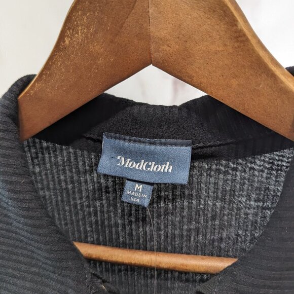 Modcloth Dress Women 8 10 Medium Black Maxi Tank Sleeveless Rib Lattice Tie - Picture 3 of 13